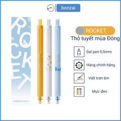 Bô 3 Bút Kaco Rocket Thỏ Trắng mực đen ngòi 0,5mm (Hàng Chính Hãng)