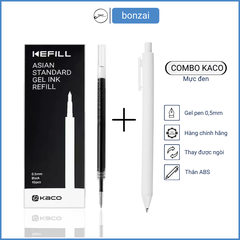 Combo 10 Ngòi Kaco Đen + 1 Bút Gel Kaco Pure Trắng