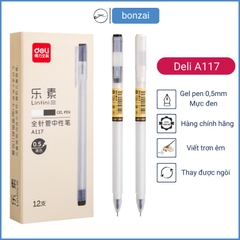 Bút gel Deli văn phòng sinh viên thiết kế đơn ngòi 0,5mm mực đen A117