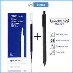 Combo 10 Ngòi Kaco Xanh+ 1 Bút Gel Kaco Pure Đen