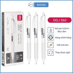 Bút gel Deli học sinh bấm khô nhanh ngòi 0,5mm đầu bút hình nón S60-JZ/S60-ST