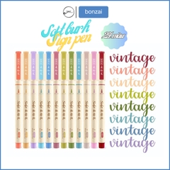 Bút Soft Brush Sign Pen luyện viết Calligraphy, Bullet Journal, Trang trí sổ Full 24 màu (cây lẻ)