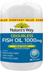 Nature's Way Odourless Fish Oil 1000mg - Dầu Cá Từ Đại Dương Không Tanh (Hộp 80 viên)