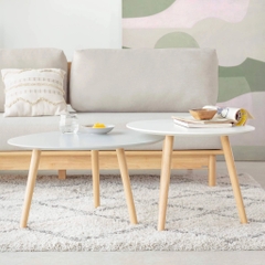 Set 2 Bàn Sofa – Bàn Cafe – Bàn Trà Gỗ Cao Su