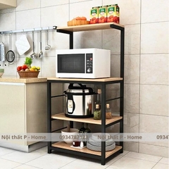 Kệ lò vi sóng 4 tầng khung sắt mặt gỗ PHS-04