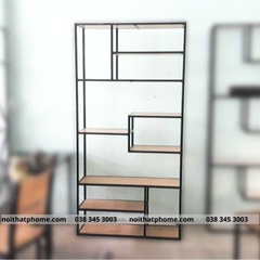 Kệ trang trí khung sắt mặt gỗ PH772