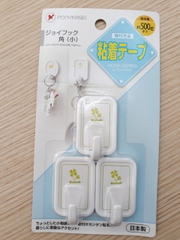 PONYKASEI - Móc dán tường chữ nhật màu trắng 3 chiếc HK-021