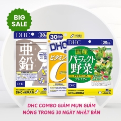 DHC - Combo Giảm Mụn Giảm Nóng Trong 30 Ngày Nhật Bản (Vitamin C, Kẽm, Viên Rau Củ)