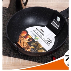 Chảo đá hoa cương đáy từ sâu lòng cao cấp LEZZET 28cm - Hàng Nhật nội địa