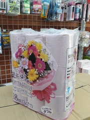Giấy Vệ Sinh Kháng Khuẩn Hanataba 18 Cuộn 2 Lớp In Hoa