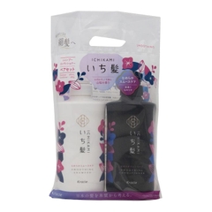 Kracie - Bộ Dầu Gội Xả Ichikami Sạch Sâu, Mềm Mượt Dành Cho Tóc Thường 2x480ml ( Trắng Đen)