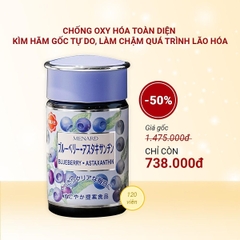 MENARD- Viên uống chống oxy hóa, bổ mắt Blueberry Astaxanthin 120 viên (40 ngày)