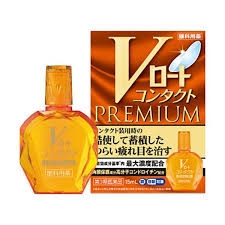 V Rohto - Thuốc Nhỏ Mắt Contact Premium Màu Cam Giảm Mỏi Mắt Cho Người Dùng Kính Áp Tròng (15ml)