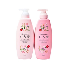 Kracie - Bộ Dầu Gội & Xả Dưỡng Ẩm Tóc Kracie Ichikami – 480ml x 2 (Màu Hồng)