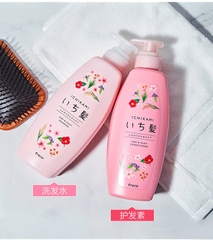 Kracie - Bộ Dầu Gội & Xả Dưỡng Ẩm Tóc Kracie Ichikami – 480ml x 2 (Màu Hồng)
