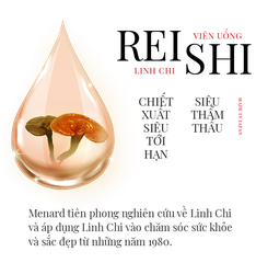 MENARD - Viên Uống Linh Chi Đen & Đỏ Tinh Khiết Cô Đặc Reishi 100 Viên, Thượng Phẩm Linh Chi
