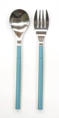 Set đũa thìa dĩa gấp gọn kèm hộp đựng Takeya (màu xanh)- Hàng Nhật nội địa