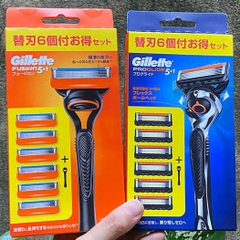 Gillette Fusion - Set dao cạo râu 5 lưỡi kép ( 1 thân + 6 đầu thay thế) mẫu 6
