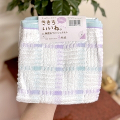 Hayashi - Set 3 Khăn Mặt Cotton Mẫu Kẻ Sọc Xanh