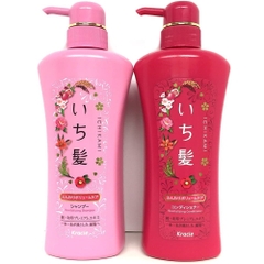 Ichikami - Bộ Dầu Gội Xả Làm Phồng Tóc Ichikami Màu Hồng 2 Chai 480ml