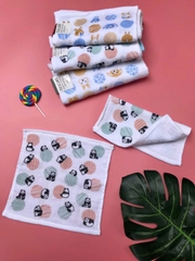 Kyowa -  Khăn Mặt Xô Siêu Thấm Hút Mẫu Gấu Trúc Organic Pile & Gauze