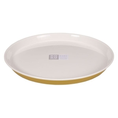 Đĩa nhựa nông lòng màu vàng, size 22.5cm Kokubo