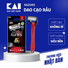 KAI - Set 3 Dao Cạo Râu KAI 5 Lưỡi Kép Cán Đỏ
