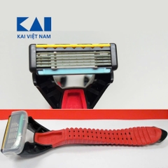KAI - Set 3 Dao Cạo Râu KAI 5 Lưỡi Kép Cán Đỏ