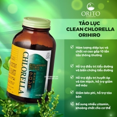 ORIHIRO - Tảo Lục Clean Chlorella Orihiro Hỗ Trợ Bảo Vệ Tim Mạch 1400 Viên
