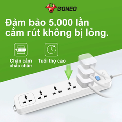 Ổ cắm điện đa năng Gongniu 5 lỗ 2 chấu 1 công tắc dây dài 5m GNVN-N1050-50