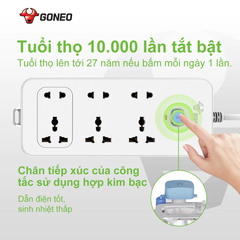 Ổ cắm điện đa năng Gongniu 6 lỗ 2 chấu 1 công tắc có nắp che an toàn dây dài 5m GNVN-N1330-50(P)