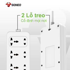 Ổ cắm điện đa năng Gongniu 6 lỗ 2 chấu 1 công tắc có nắp che an toàn dây dài 5m GNVN-N1330-50(P)