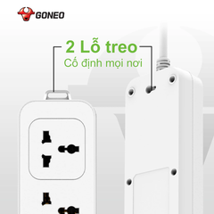 Ổ cắm điện đa năng Gongniu 4 lỗ 2 chấu 1 công tắc có nắp che an toàn dây dài 3m GNVN-N1040-30(P)