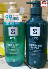 Bộ Dầu Gội Và Xả Thảo Dược Ryo Sạch Gầu, Thơm Mát Da Đầu Hàn Quốc 550Ml 두피 딥클렌징 샴푸 + 컨디셔너