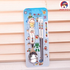 Bộ Thìa Đũa Cho Bé Shin Chan Hàn Quốc  숟가락 젓가락 세트 (핑크)