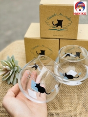 Cốc Thủy Tinh Cỡ Đại Hình Mèo 495Ml Nhật Bản