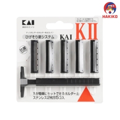 Set Dao Cạo 2 Lưỡi Kép Kai Kai Nhật Bản (1 Thân, 5 Lưỡi)