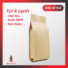 TÚI CÀ PHÊ 4 CẠNH GIẤY KRAFT