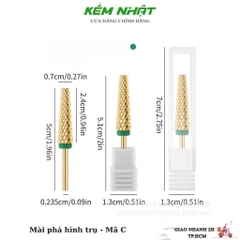 Đầu mài sắt vàng hình trụ dài 24mm - mài phá hình trụ C