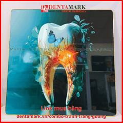 Combo tranh nha khoa tráng gương nghệ thuật siêu đẹp hình răng và ngôi nhà