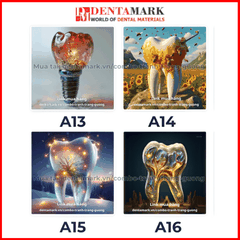 Combo tranh nha khoa tráng gương nghệ thuật siêu đẹp hình răng và ngôi nhà