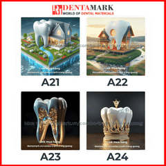 Combo tranh nha khoa tráng gương nghệ thuật siêu đẹp hình răng và ngôi nhà