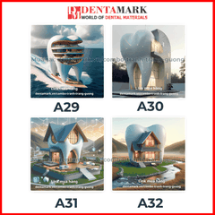 Combo tranh nha khoa tráng gương nghệ thuật siêu đẹp hình răng và ngôi nhà