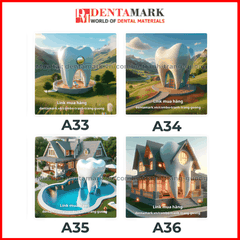 Combo tranh nha khoa tráng gương nghệ thuật siêu đẹp hình răng và ngôi nhà