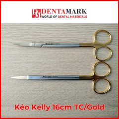 Kéo Kelly 16cm TC/Gold Đầu thẳng/Đầu cong