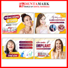 Tranh nha khoa Poster quảng cáo dịch vụ nha khoa: Niềng răng, Tẩy trắng răng, Nha khoa trẻ em, Cấy ghép implant