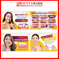 Tranh nha khoa Poster quảng cáo dịch vụ nha khoa: Bọc răng sứ, Dáng răng, Răng không, Điều trị tủy răng