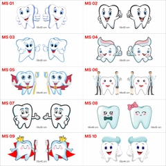 Decal hình răng dán kính