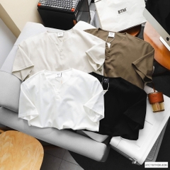 Áo Thun Trơn Cổ Henley Hàn Quốc AT24
