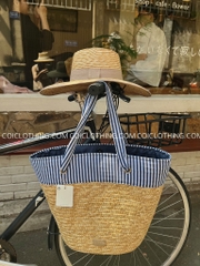 Túi cói lớn sọc xanh